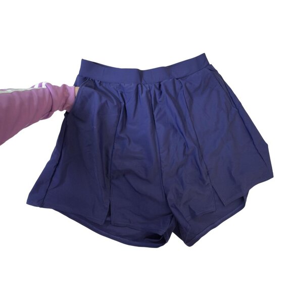 NWT Bloomchic Womens Plus Size 14-16 Navy Blue High-Waisted Stretchy Shorts With - Picture 3 of 6